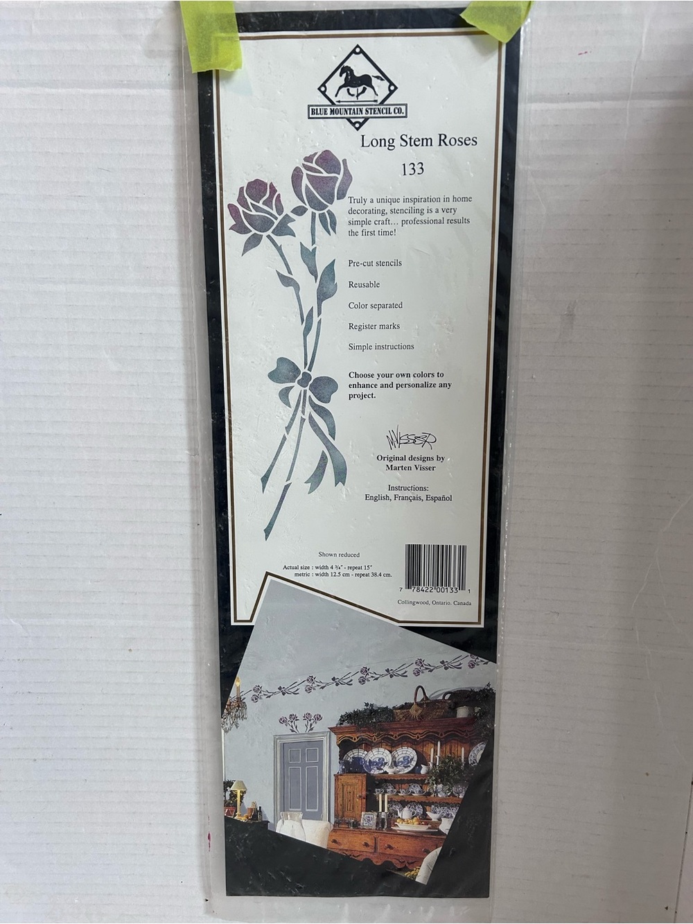 Blue Mountain Stencil Co. Long Stem Roses Stencil 133 vintage